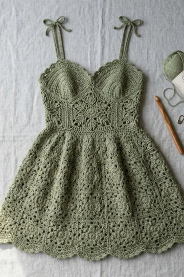 Sage Green Botanical Lace Sundress Free Pattern