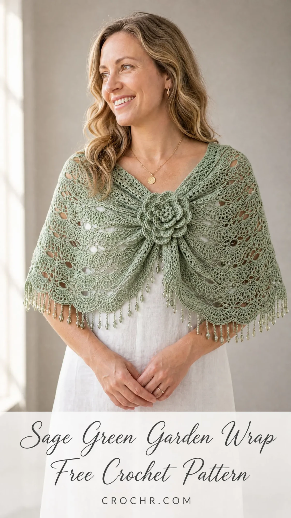 Sage Green Garden Wrap Free Crochet Pattern
