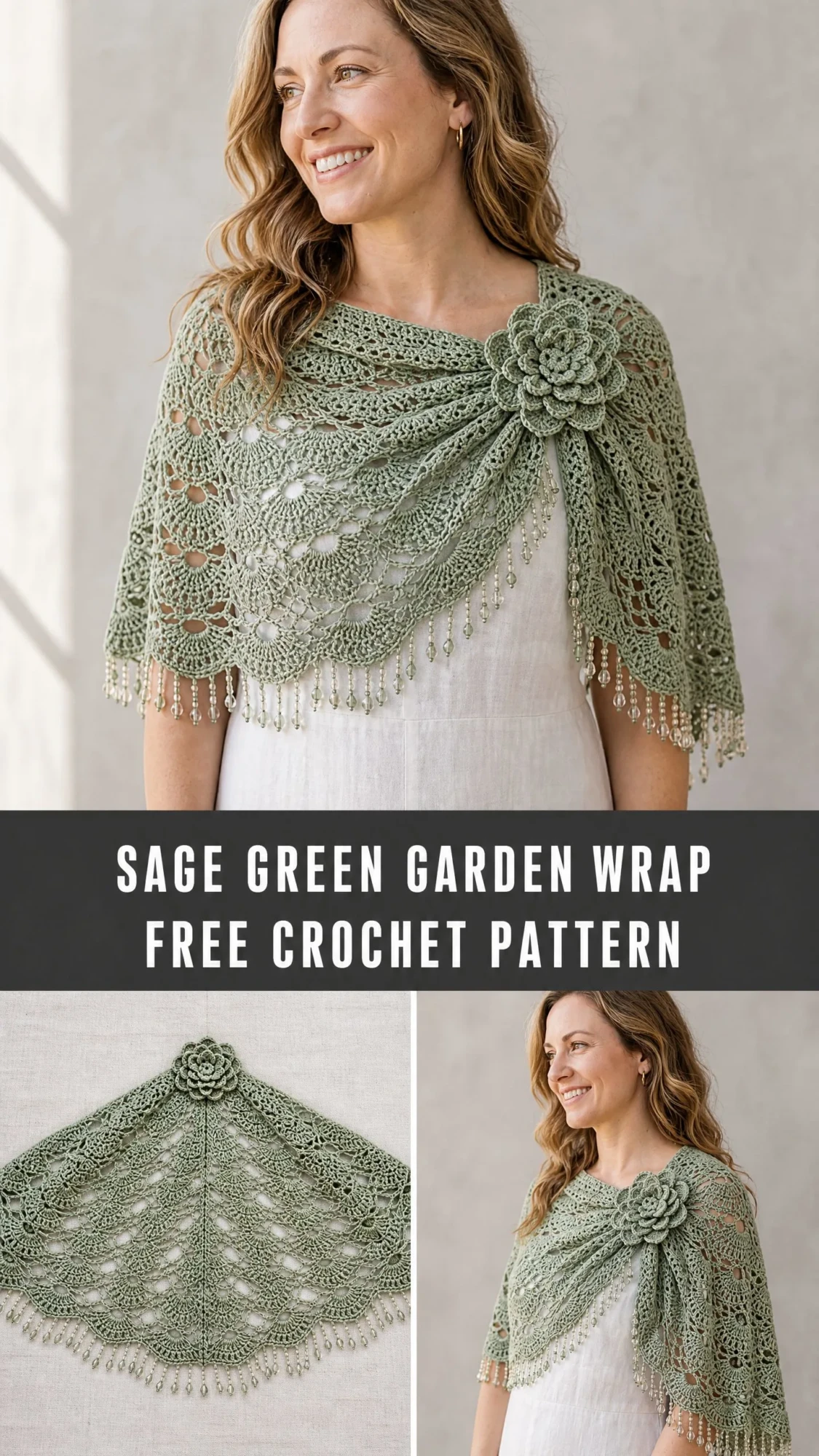 Sage Green Garden Wrap Free Crochet Pattern