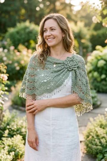 Sage Green Garden Wrap Free Crochet Pattern