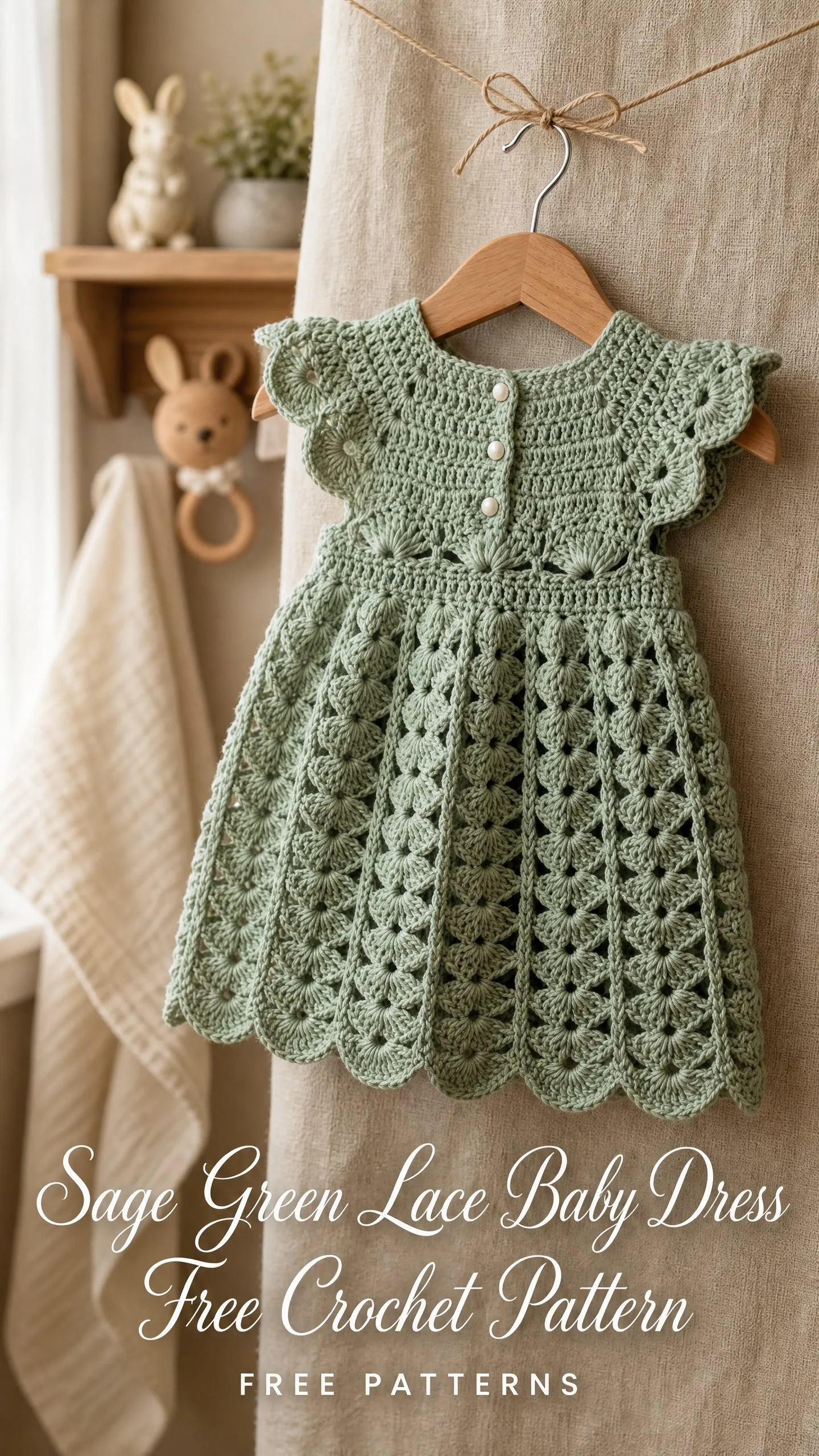 Sage Green Lace Baby Dress Free Crochet Pattern