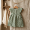 Sage Green Lace Baby Dress Free Crochet Pattern