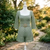Sage Green Lacy Summer Romper Free Crochet Pattern