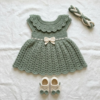 Sage Green Ruffle Baby Dress Set Free Crochet Pattern