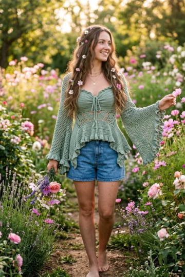 Sage Green Woodland Fairy Top Free Crochet Pattern