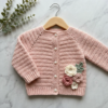 Soft Pink Floral Baby Cardigan Free Crochet Pattern