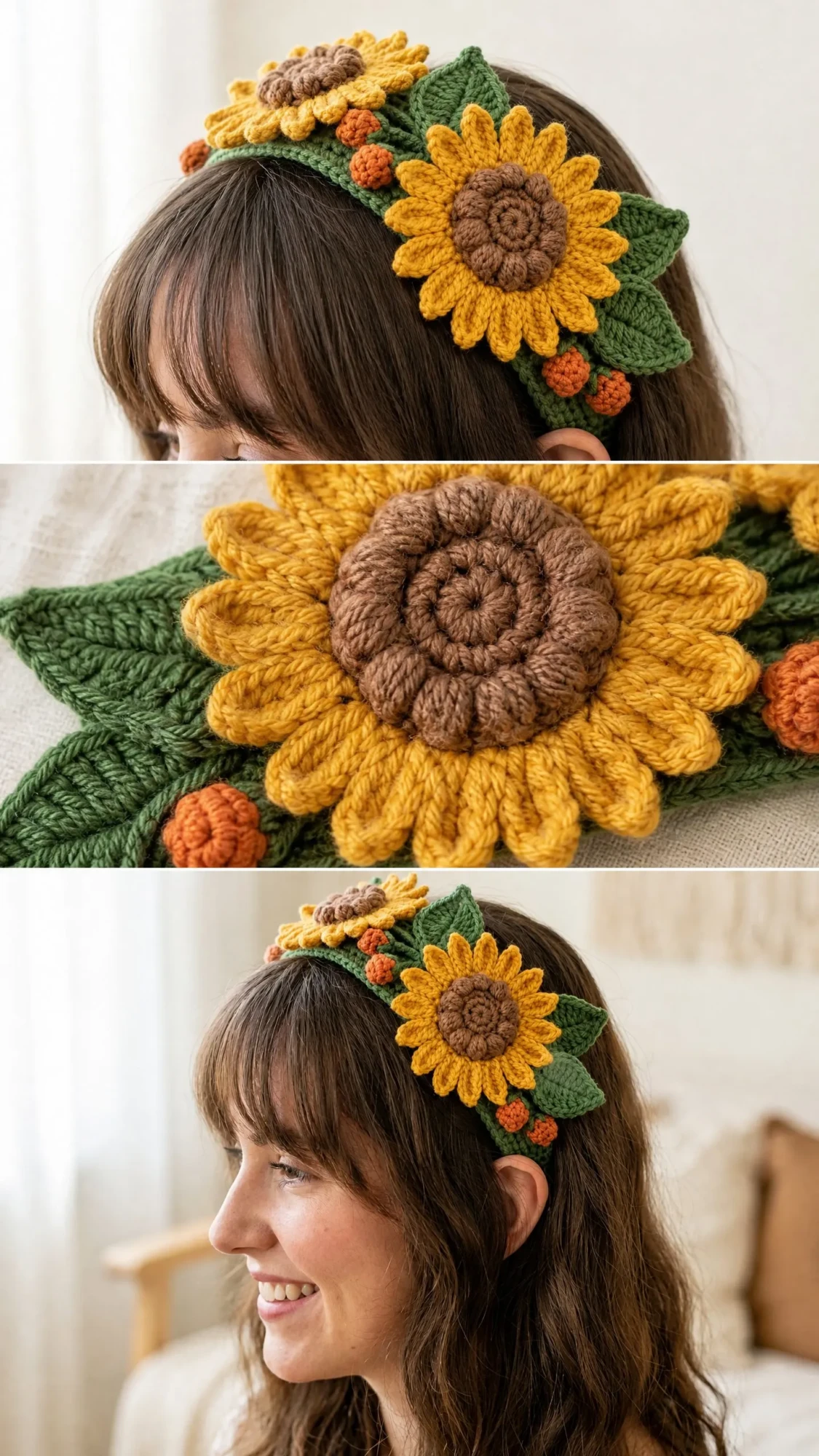 Sunflower Garden Crochet Headpiece Free Crochet Pattern