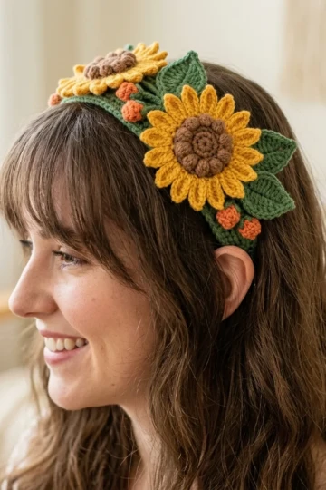Sunflower Garden Crochet Headpiece Free Crochet Pattern