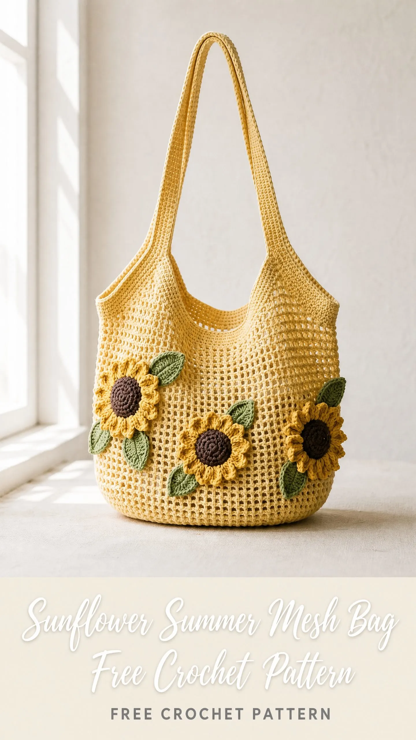 Sunflower Summer Mesh Bag Free Crochet Pattern