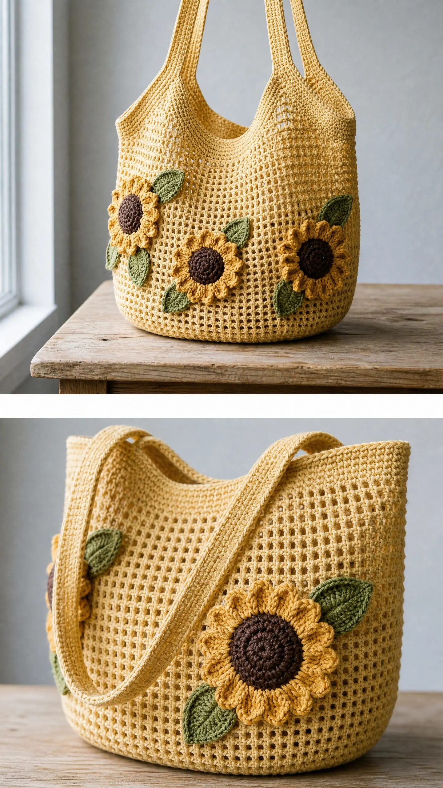 Sunflower Summer Mesh Bag Free Crochet Pattern