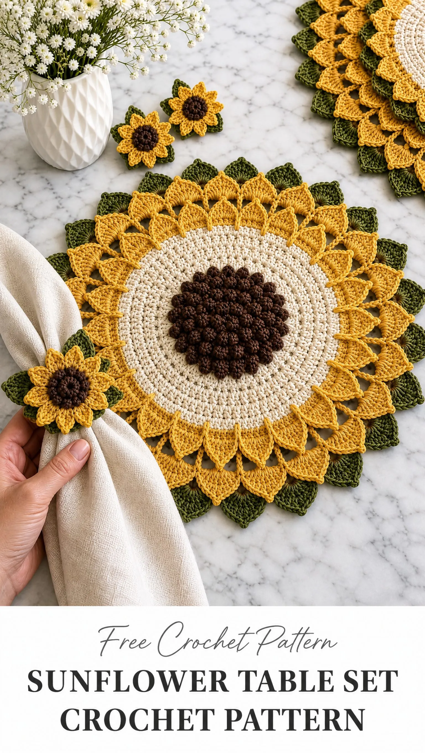 Sunflower Table Set Crochet Pattern