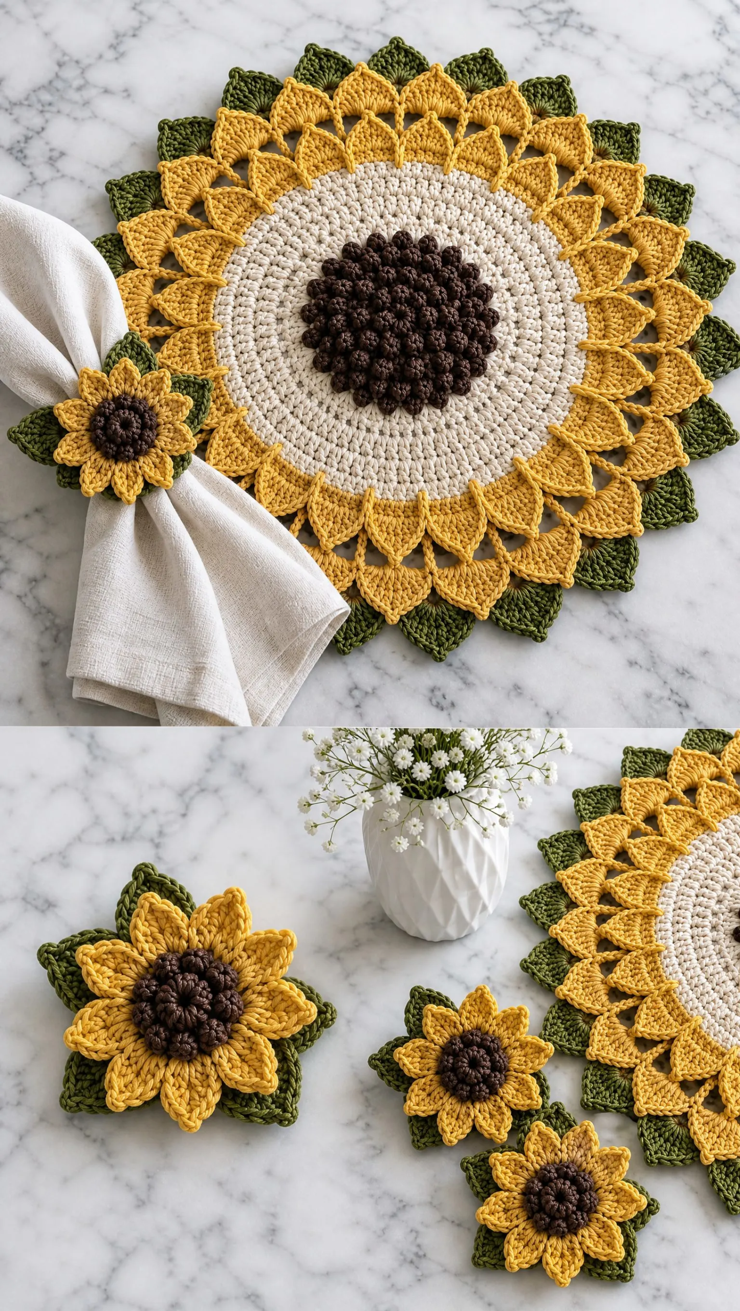 Sunflower Table Set Crochet Pattern