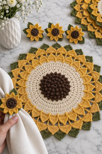 Sunflower Table Set Crochet Pattern