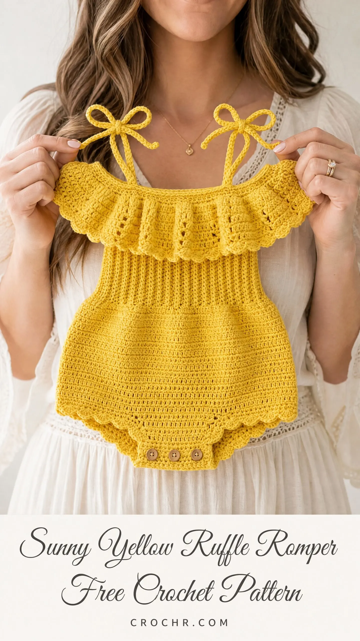 Sunny Yellow Ruffle Romper Free Crochet Pattern