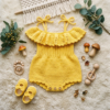 Sunny Yellow Ruffle Romper Free Crochet Pattern