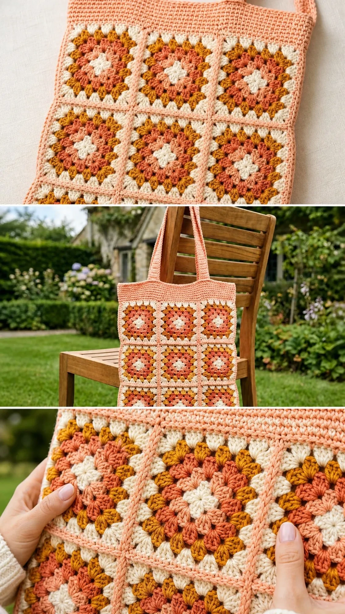 Sunset Glow Granny Square Tote Free Crochet Pattern