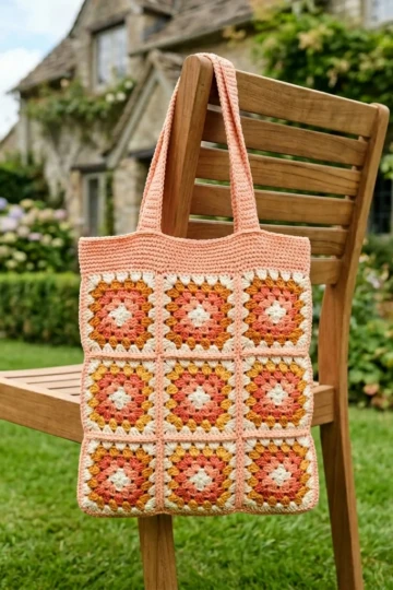 Sunset Glow Granny Square Tote Free Crochet Pattern