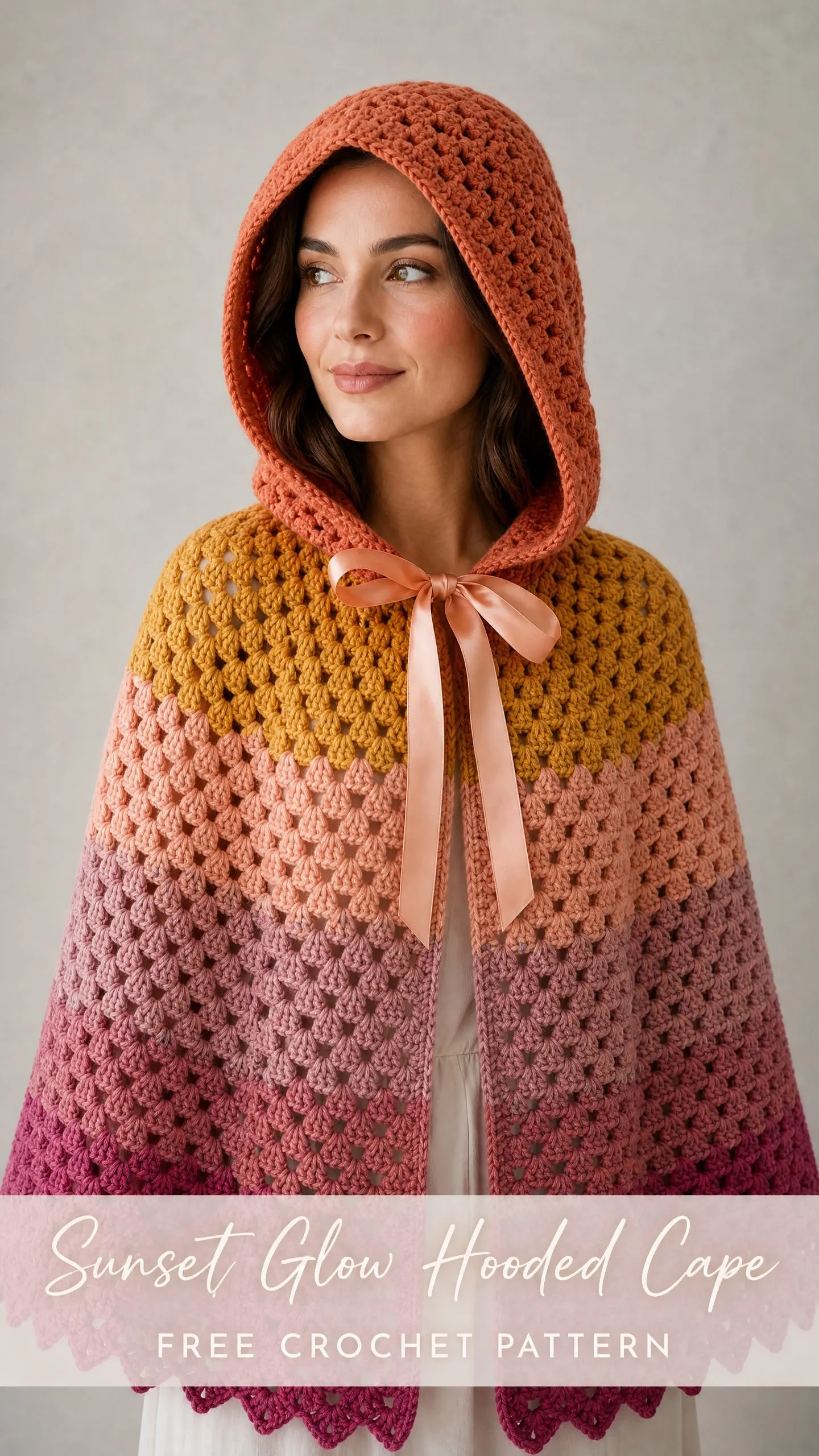 Sunset Glow Hooded Cape Free Crochet Pattern