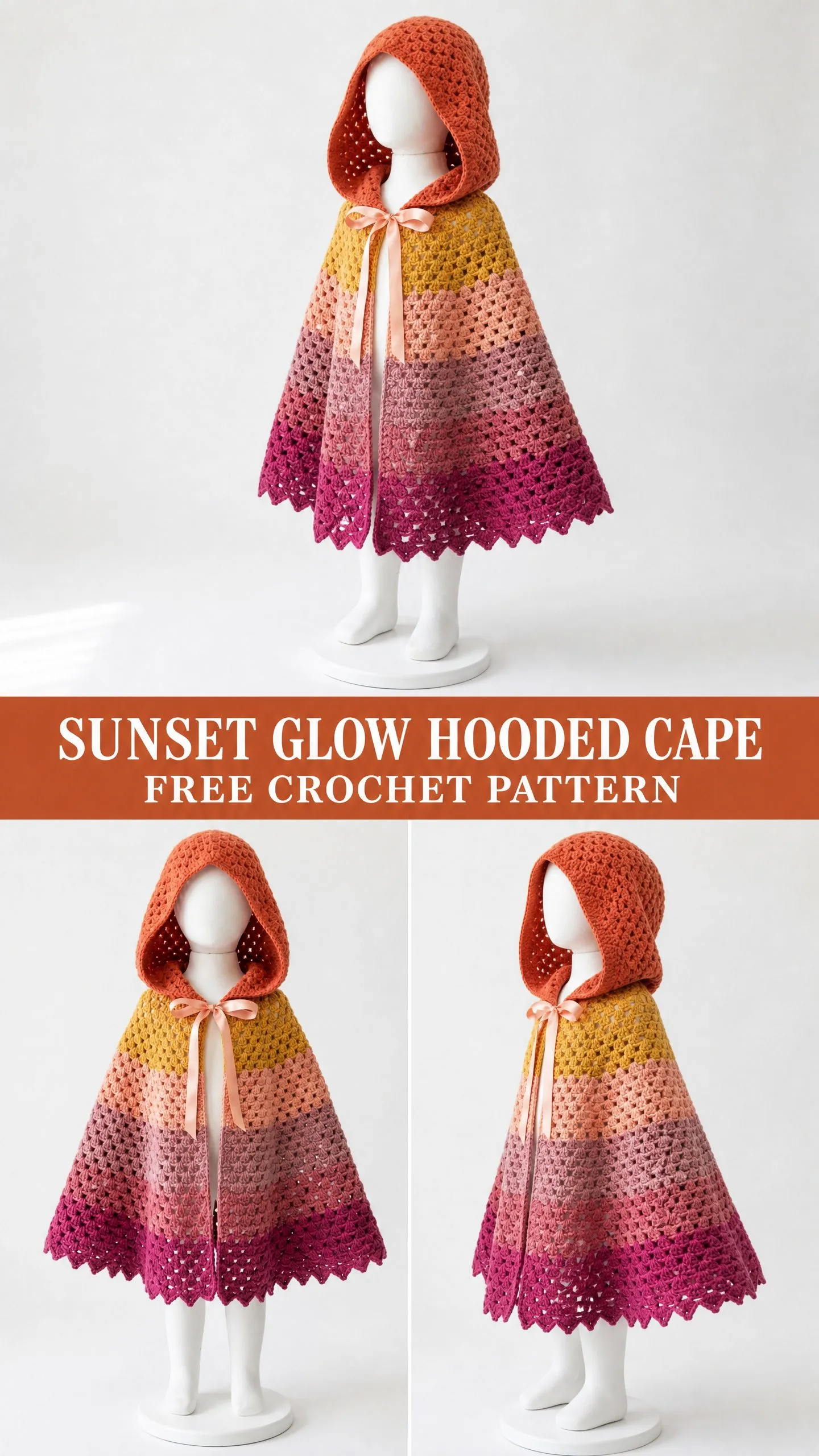 Sunset Glow Hooded Cape Free Crochet Pattern