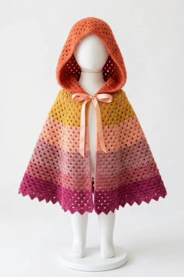 Sunset Glow Hooded Cape Free Crochet Pattern