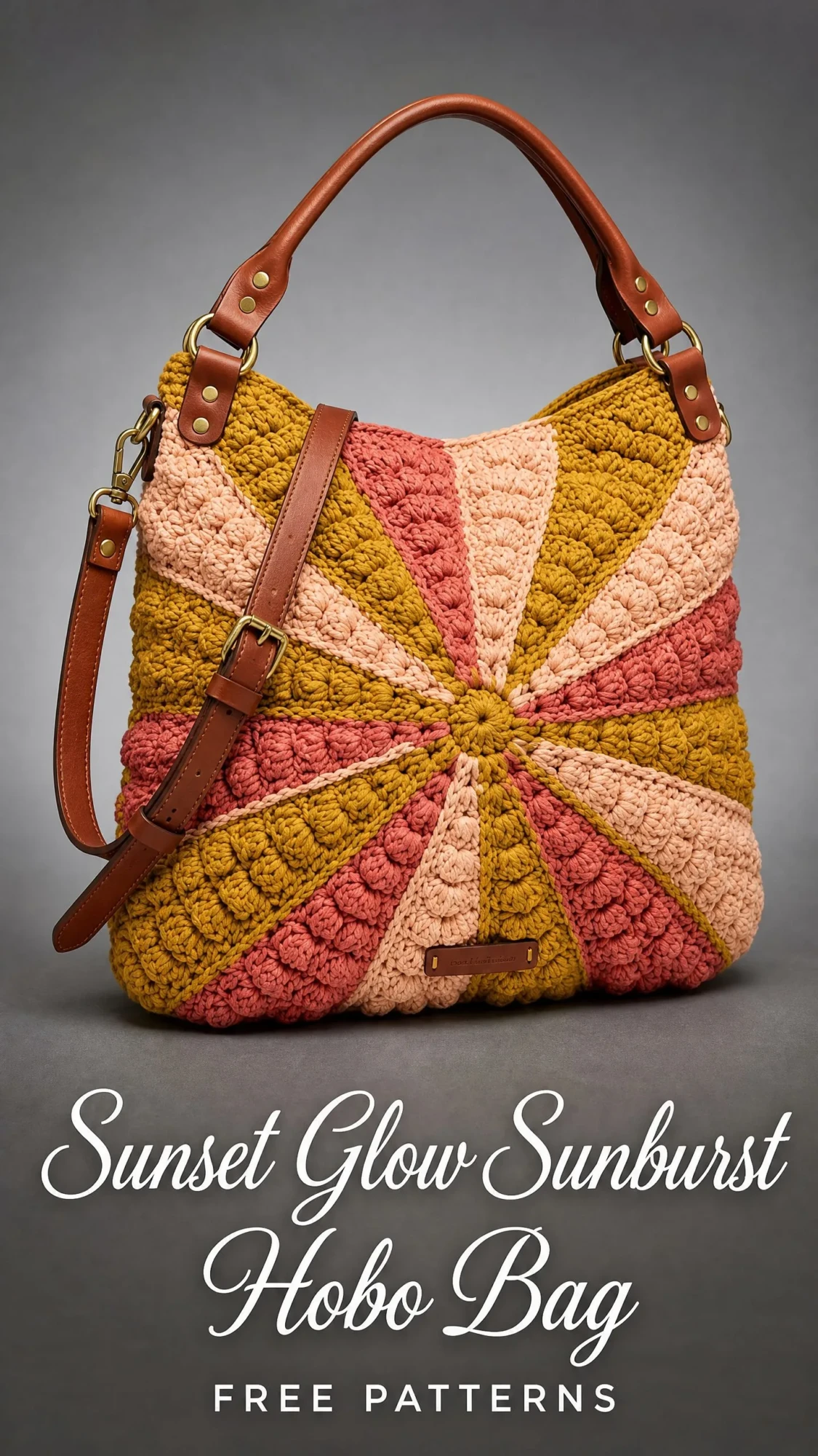 Sunset Glow Sunburst Hobo Bag Free Crochet Pattern