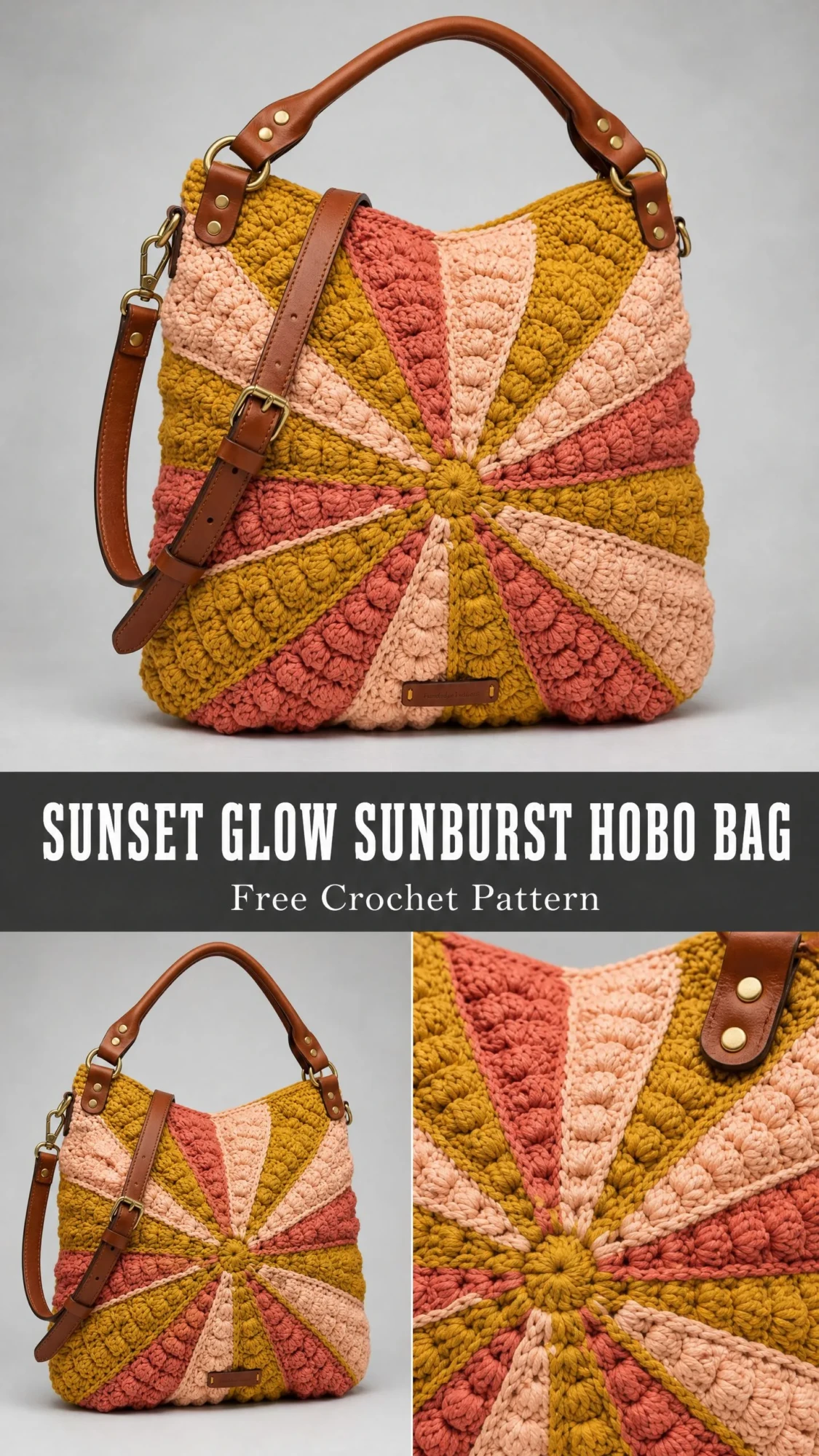 Sunset Glow Sunburst Hobo Bag Free Crochet Pattern