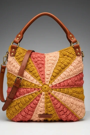 Sunset Glow Sunburst Hobo Bag Free Crochet Pattern