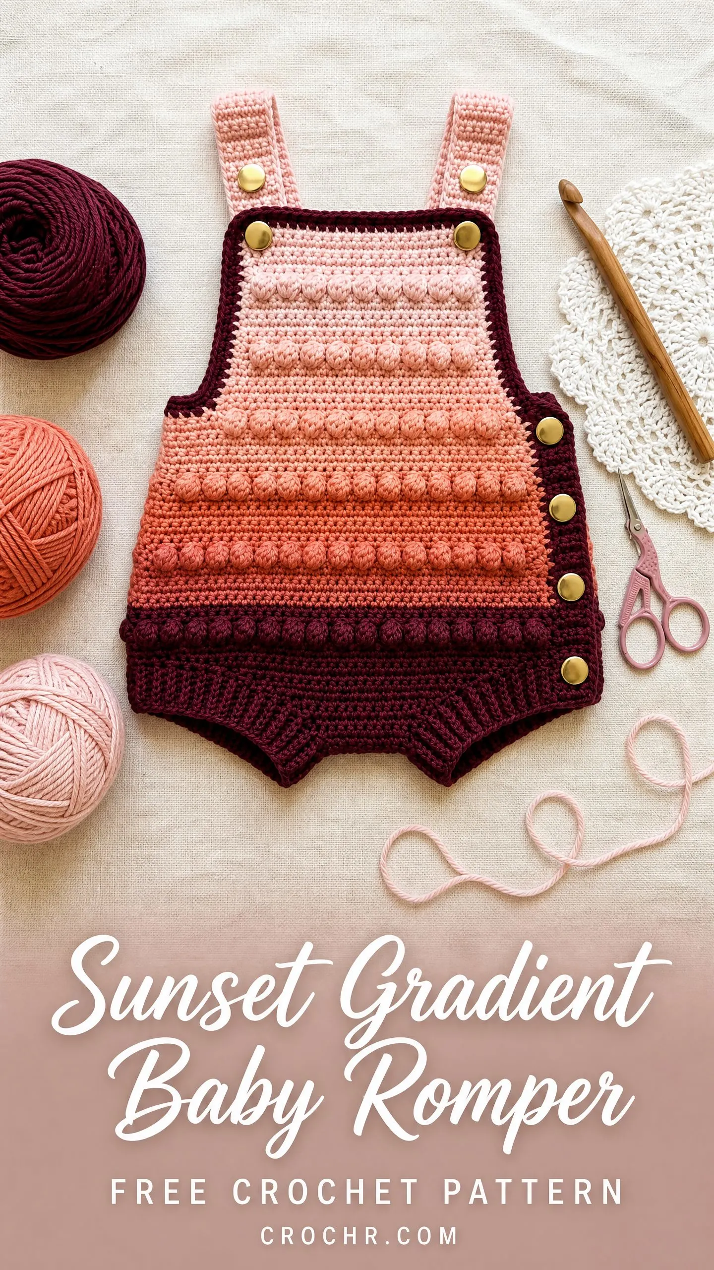 Sunset Gradient Baby Romper Free Crochet Pattern