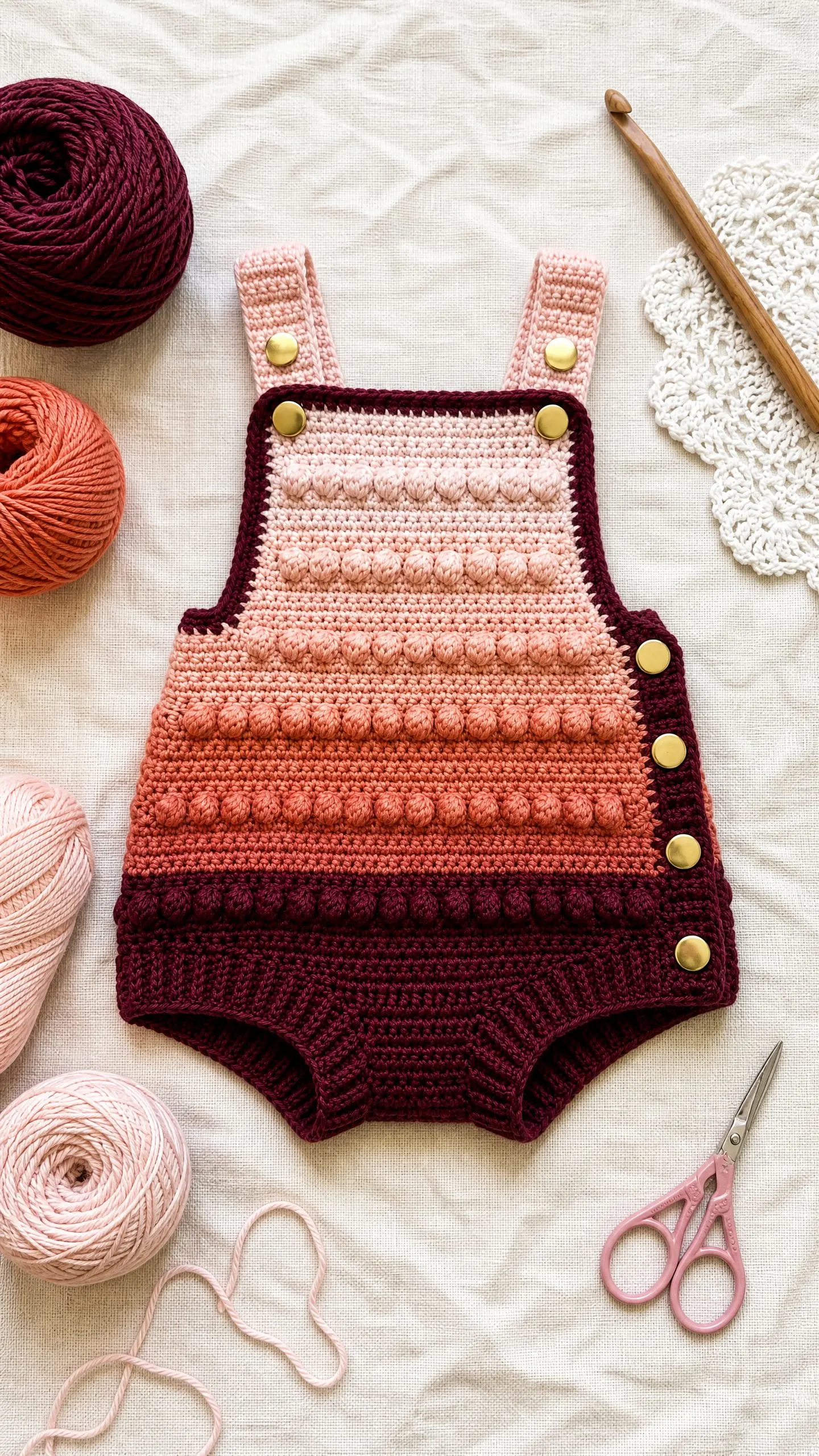 Sunset Gradient Baby Romper Free Crochet Pattern