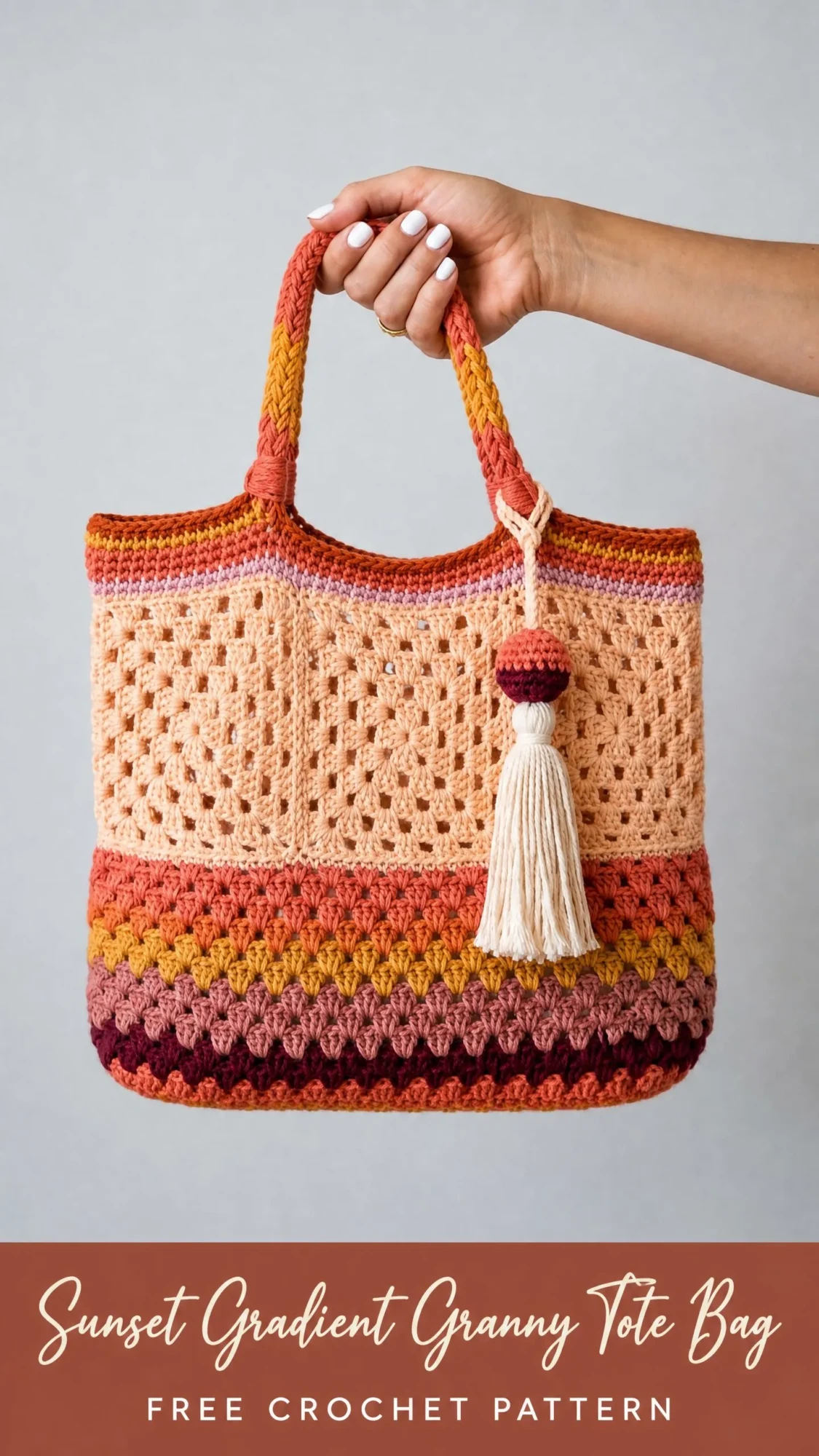 Sunset Gradient Granny Tote Bag Free Crochet Pattern