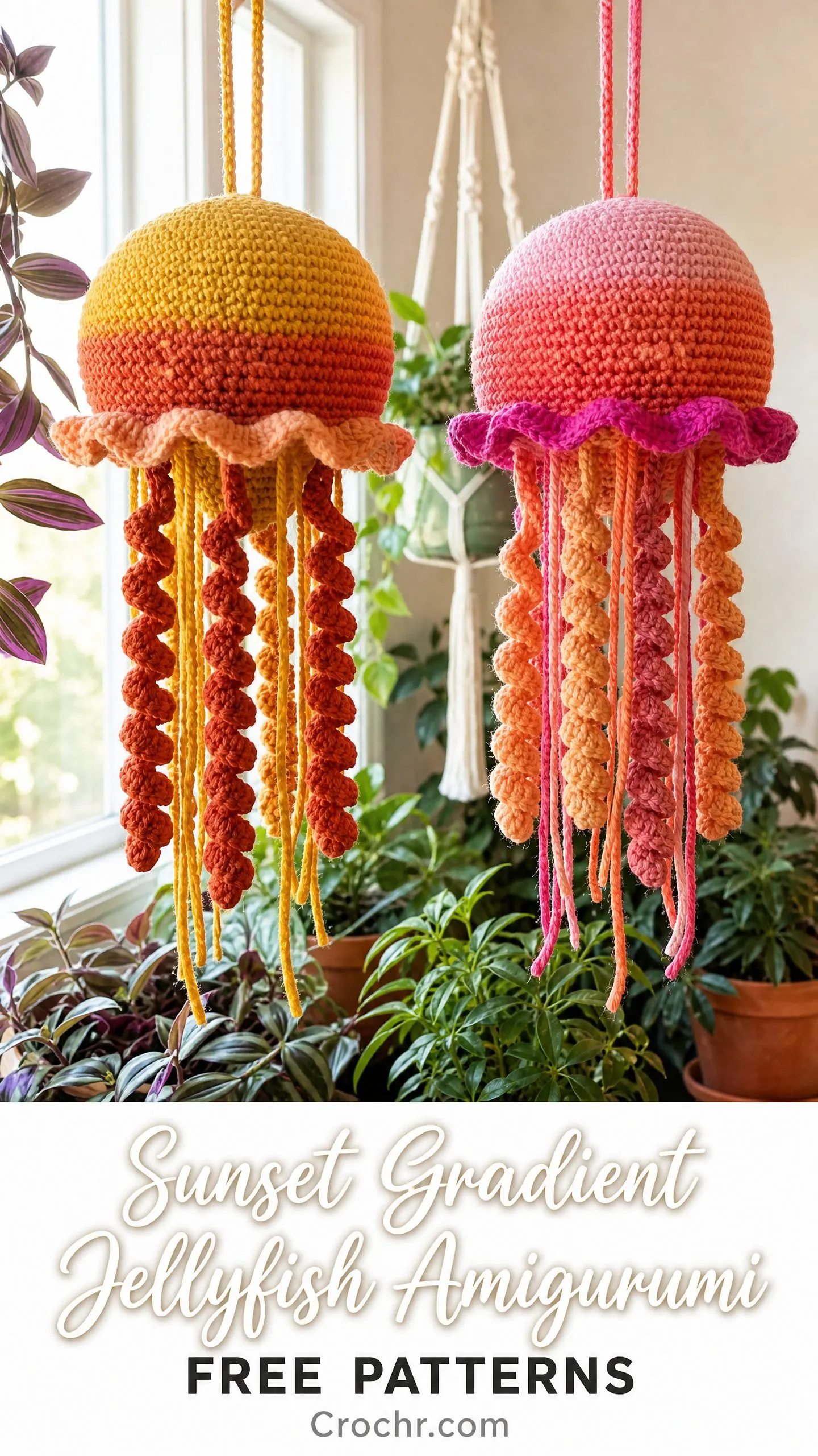 Sunset Gradient Jellyfish Amigurumi Free Crochet Pattern