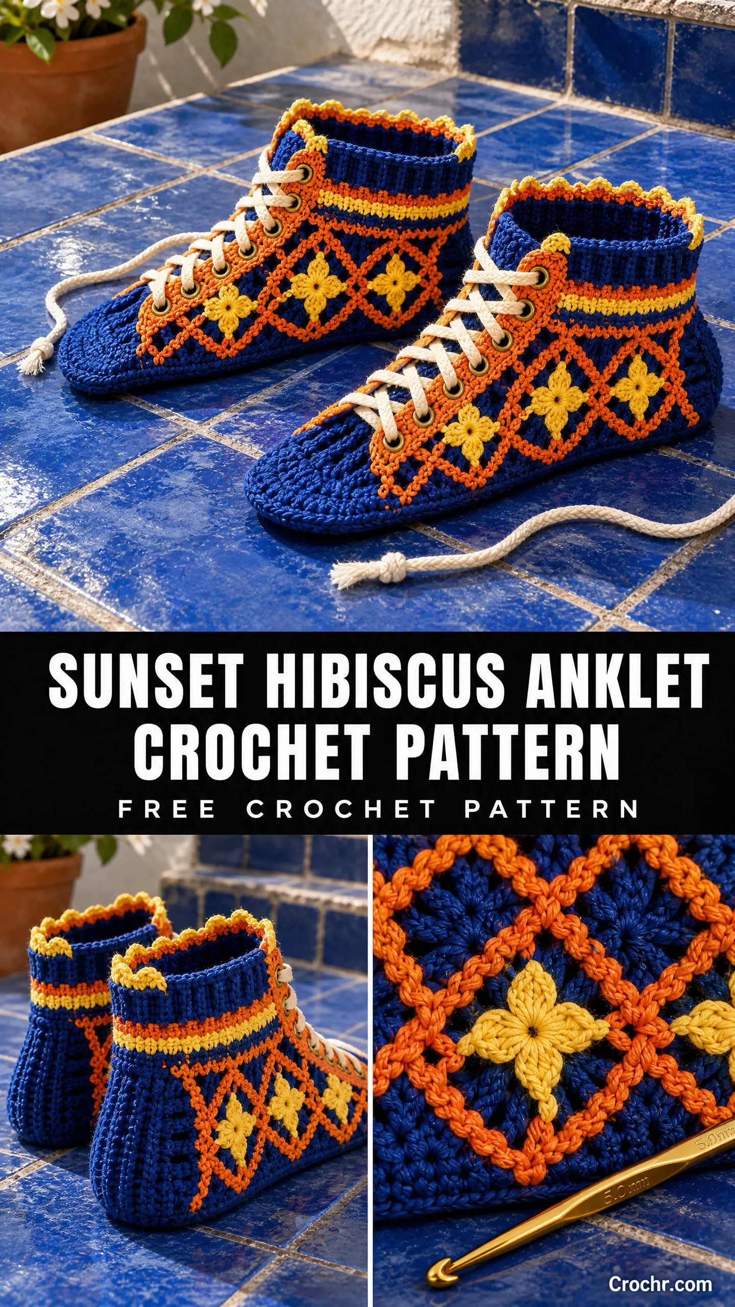 Sunset Hibiscus Anklet Crochet Pattern