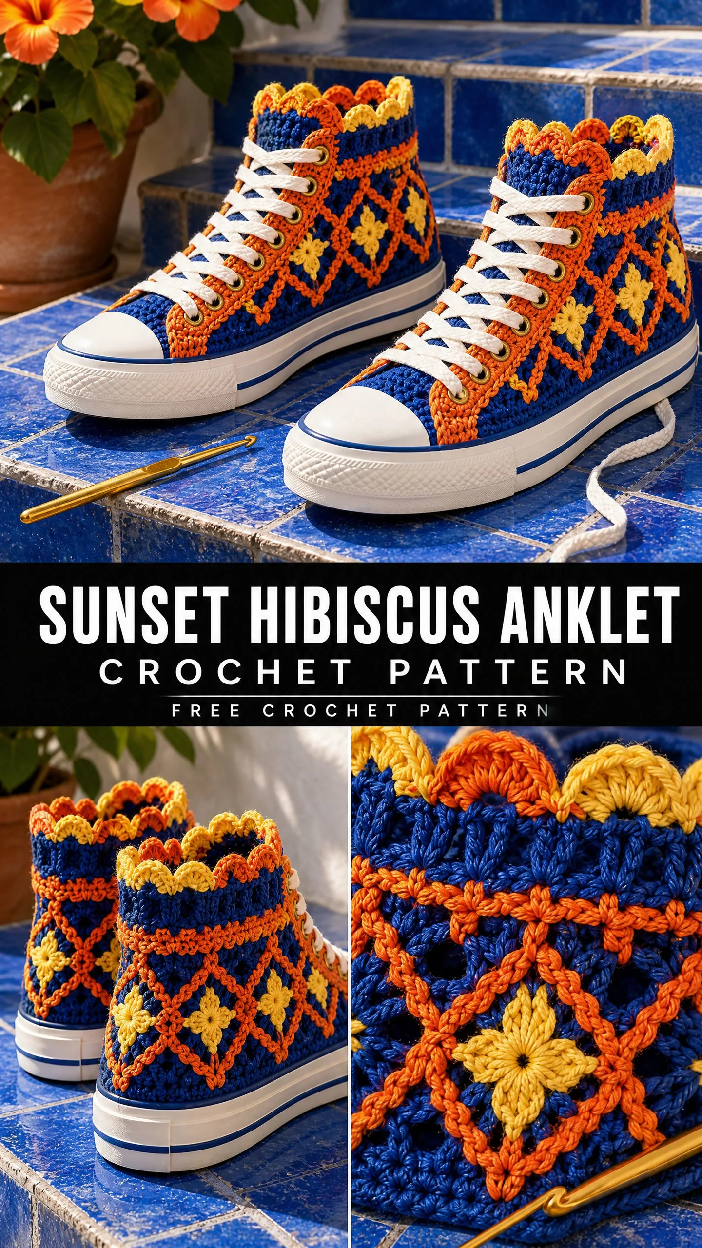 Sunset Hibiscus Anklet Crochet Pattern