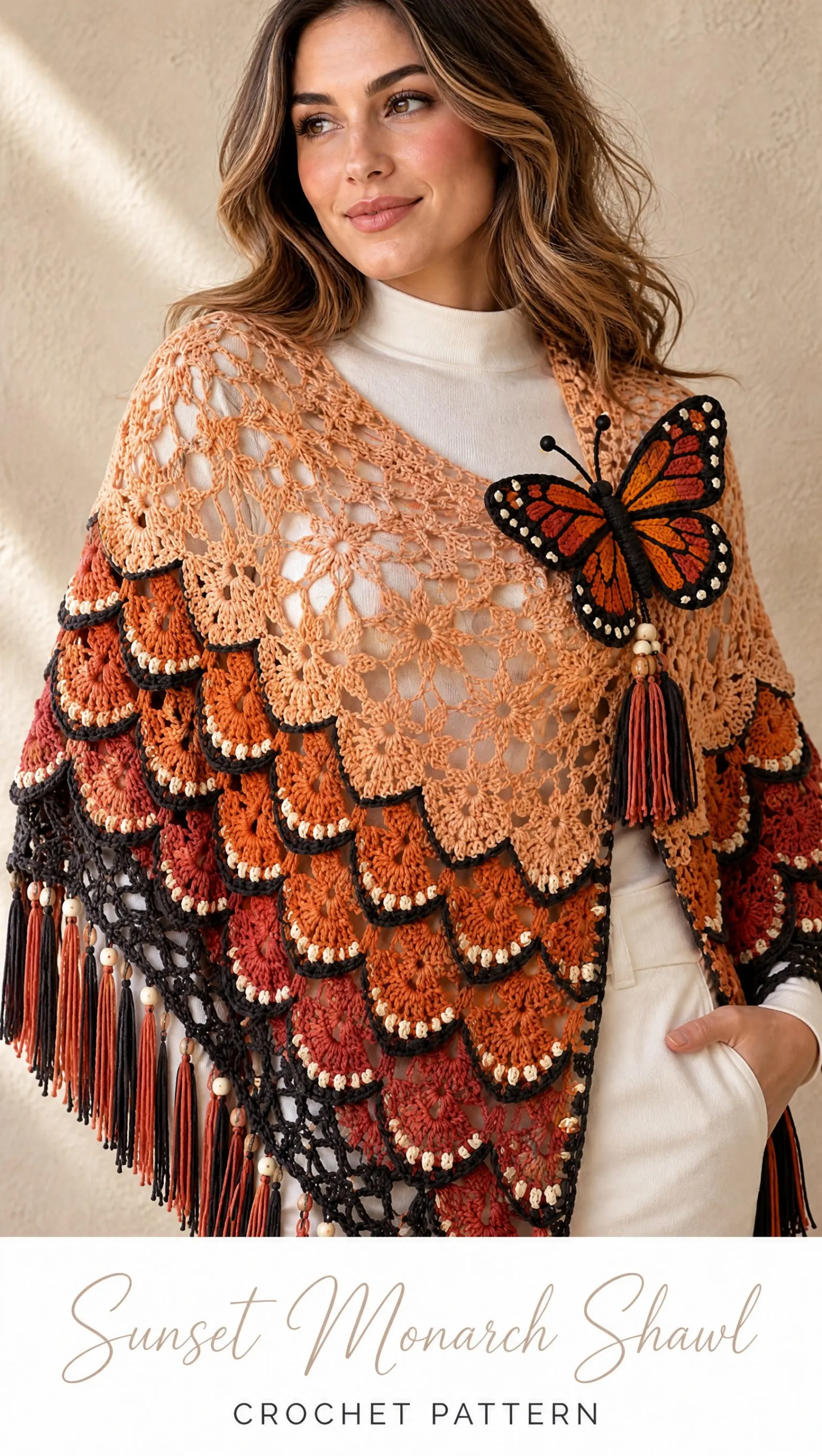 Sunset Monarch Shawl Crochet Pattern