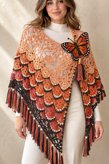 Sunset Monarch Shawl Crochet Pattern