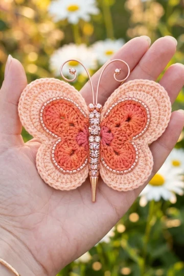 Sunset Ombre Butterfly Free Crochet Pattern