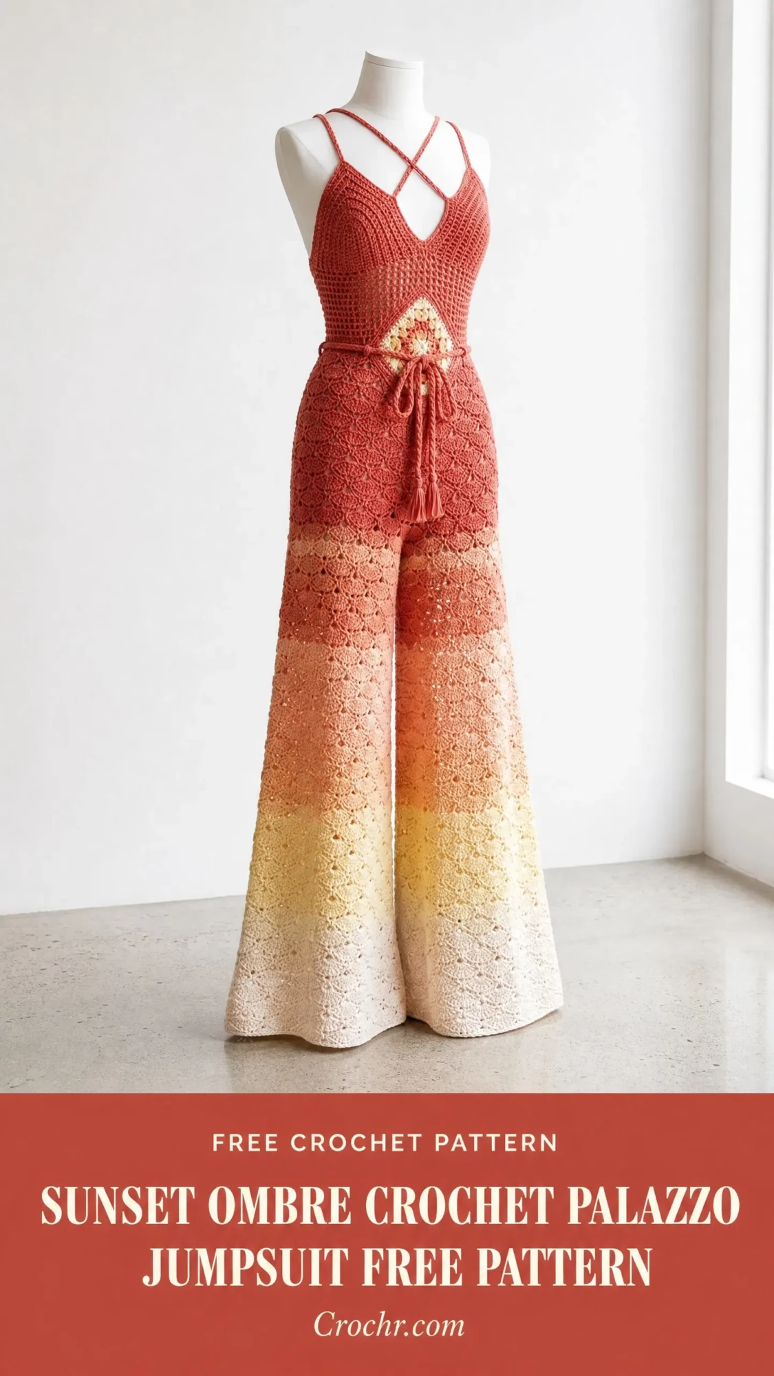 Sunset Ombre Crochet Palazzo Jumpsuit Free Pattern