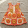 Sunset Ombre Granny Square Baby Dress Free Crochet Pattern