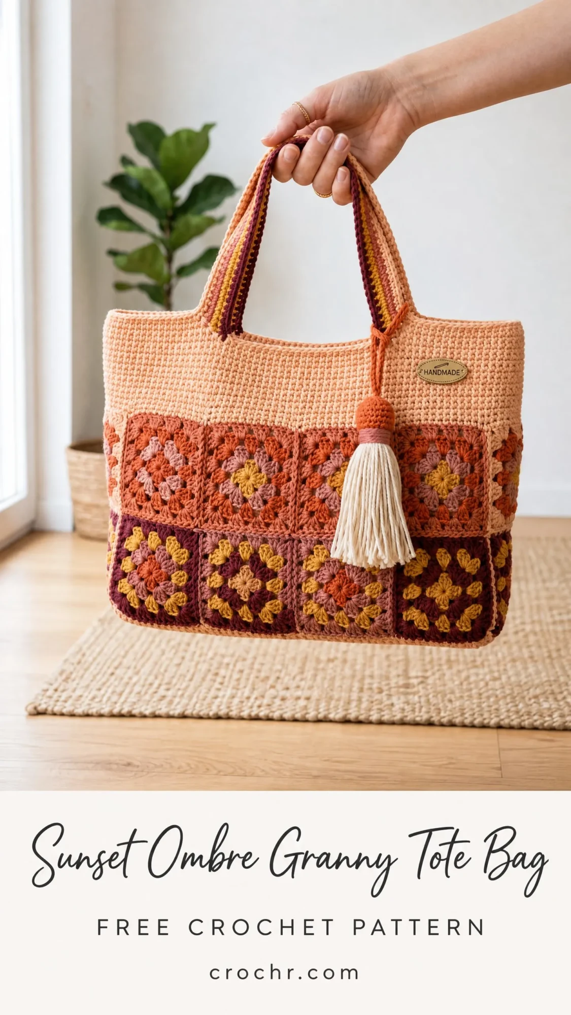 Sunset Ombre Granny Tote Bag Free Crochet Pattern
