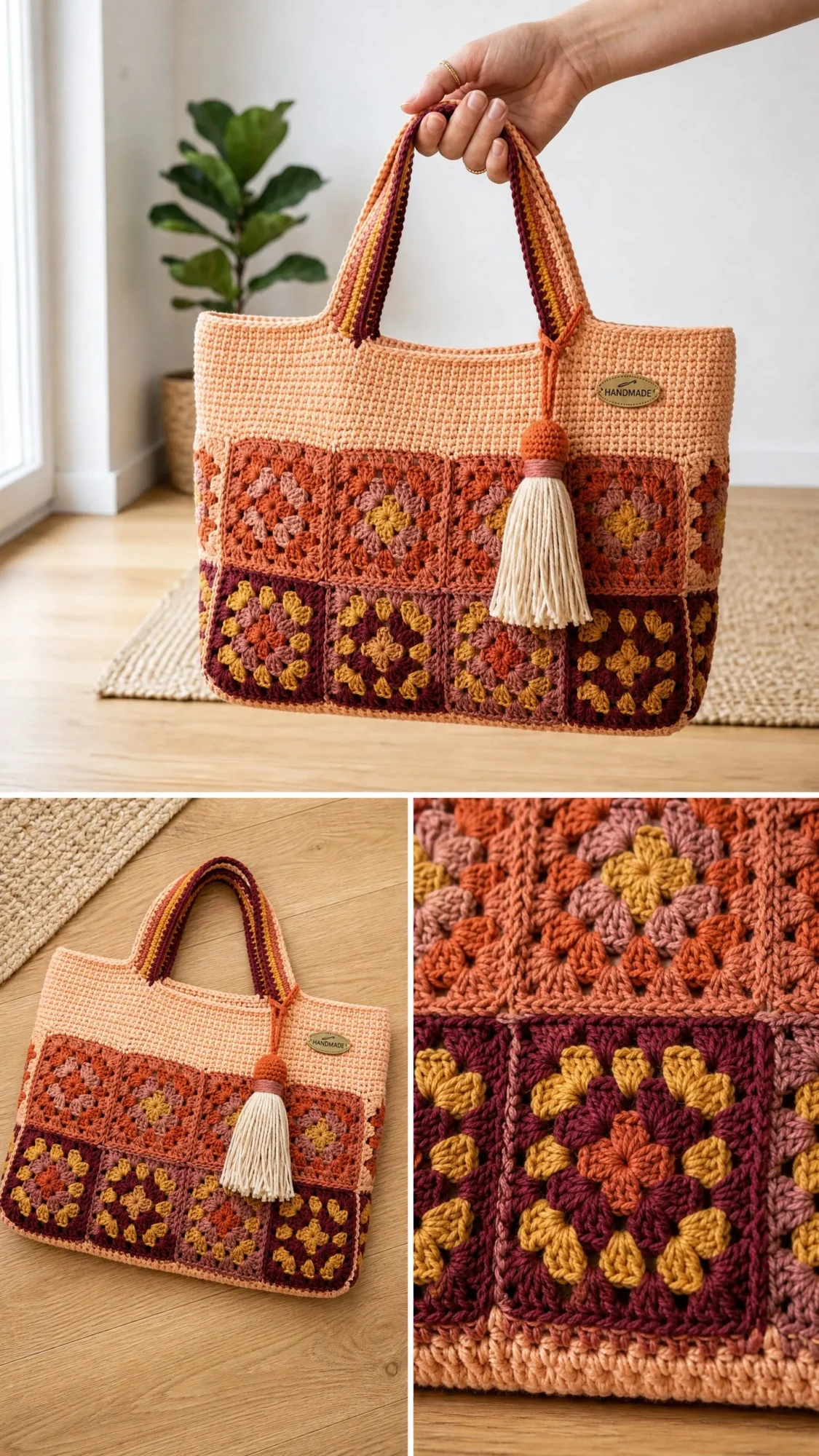 Sunset Ombre Granny Tote Bag Free Crochet Pattern
