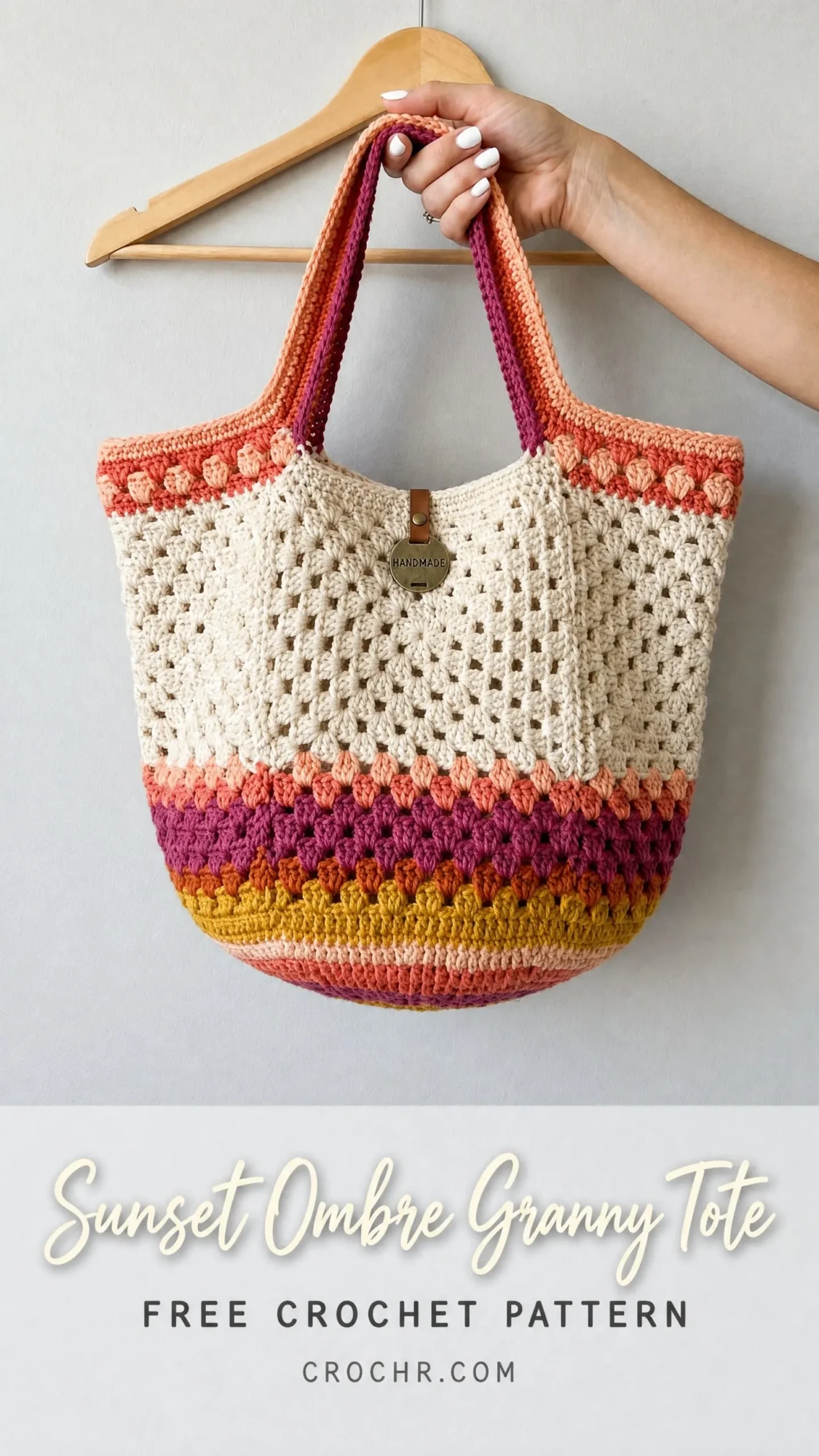 Sunset Ombre Granny Tote Free Crochet Pattern