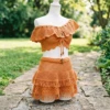 Sunset Orange Boho Crochet Ruffle Set Free Pattern