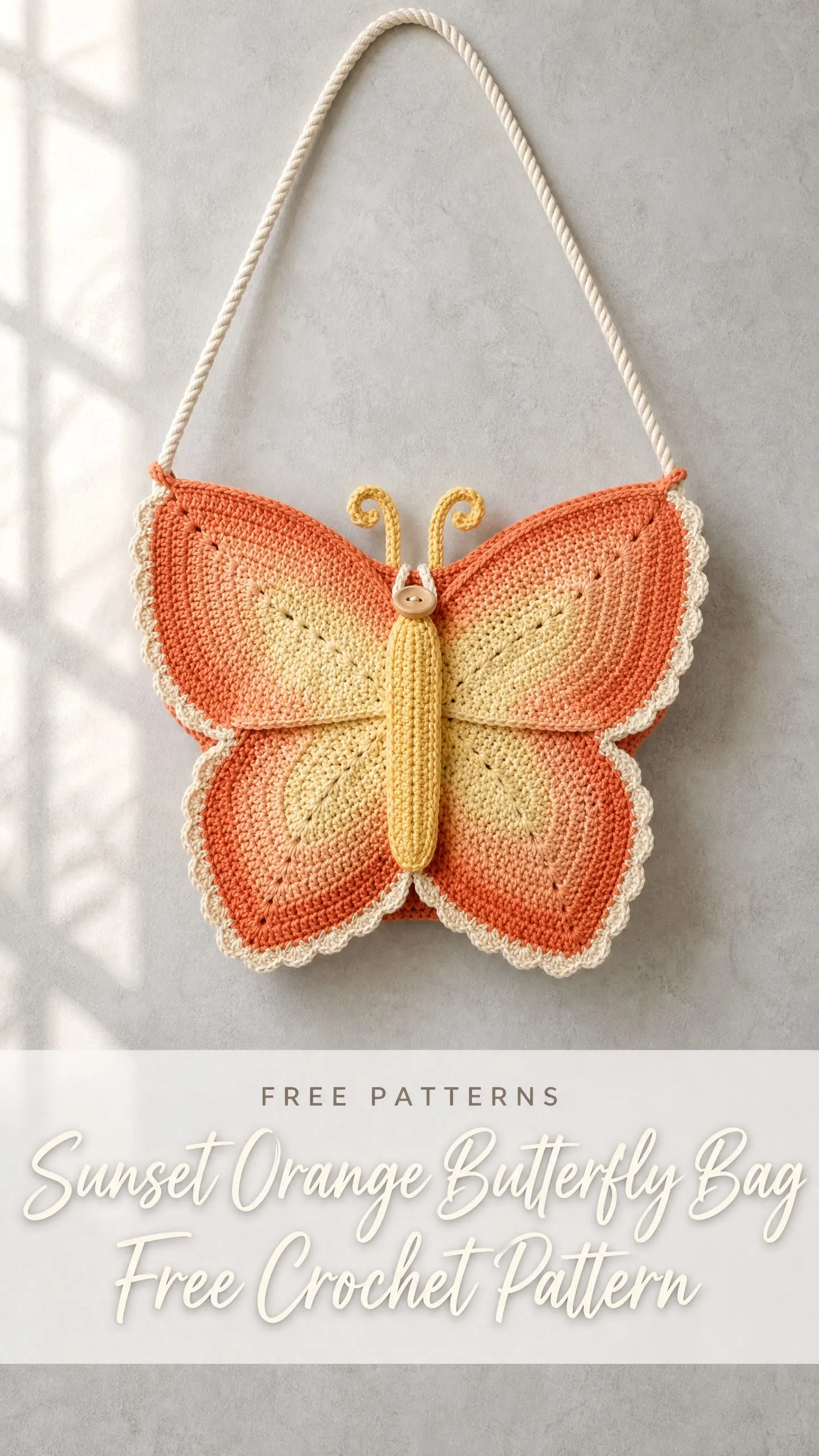 Sunset Orange Butterfly Bag Free Crochet Pattern