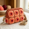 Sunset Orange Daisy Zipper Bag Free Crochet Pattern