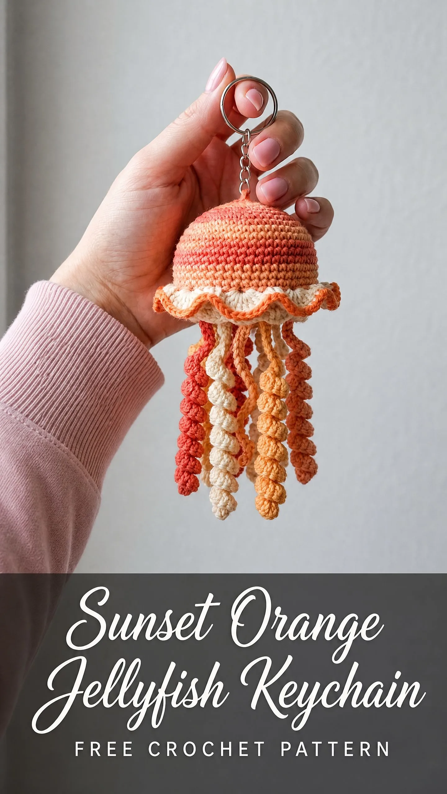 Sunset Orange Jellyfish Keychain Free Crochet Pattern