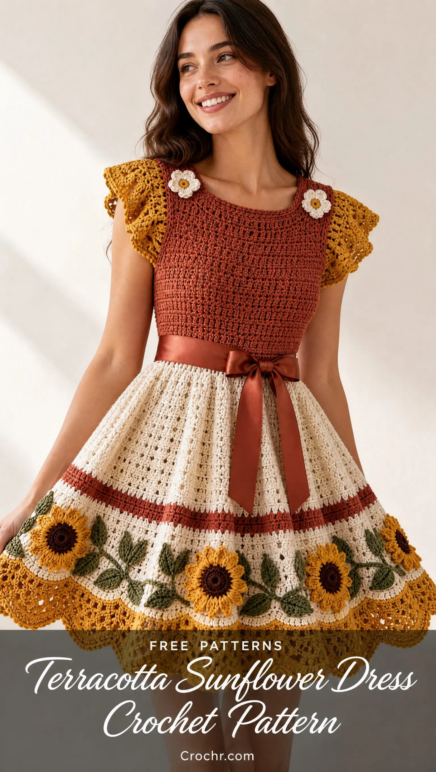 Terracotta Sunflower Dress Crochet Pattern