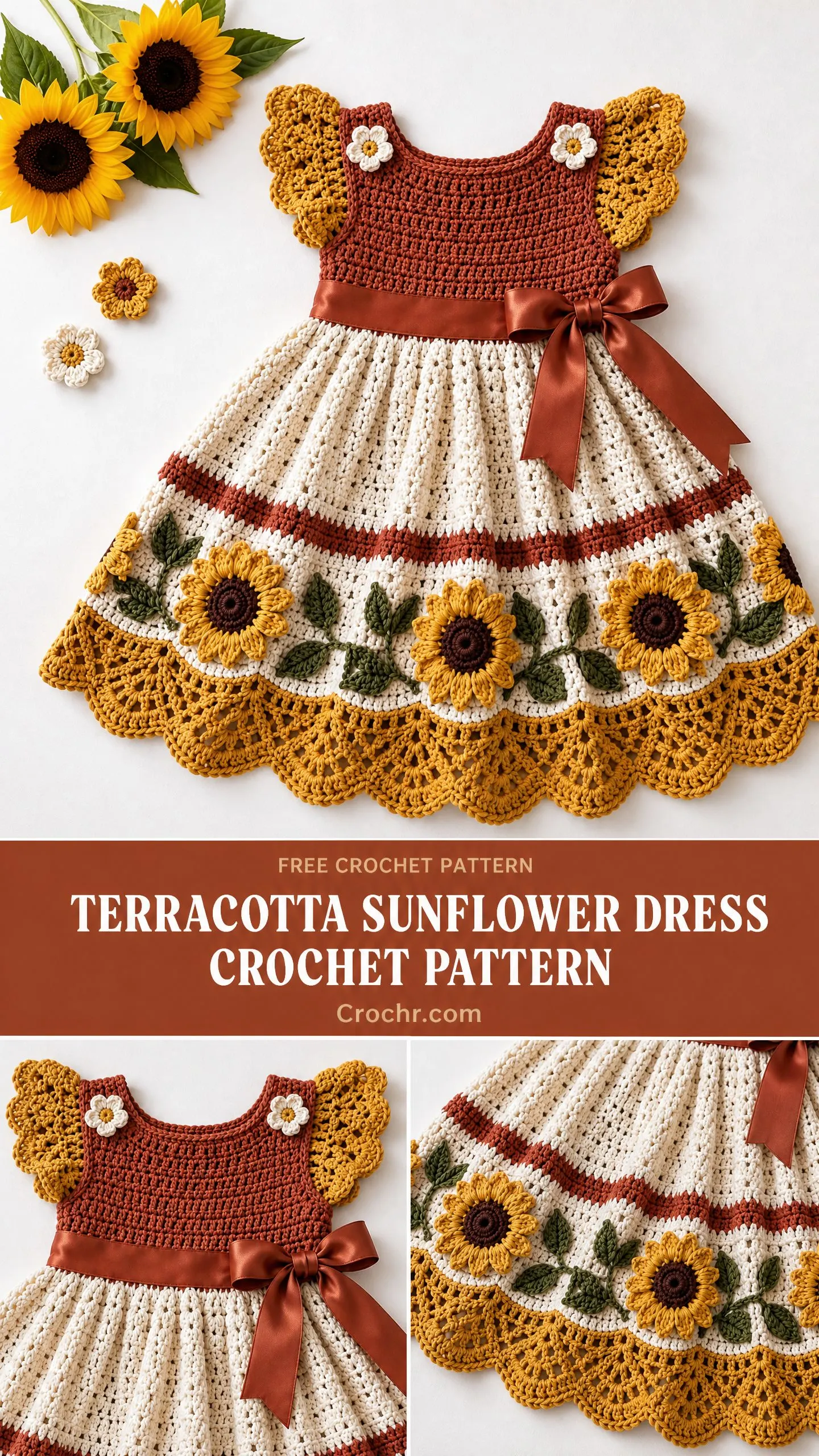 Terracotta Sunflower Dress Crochet Pattern