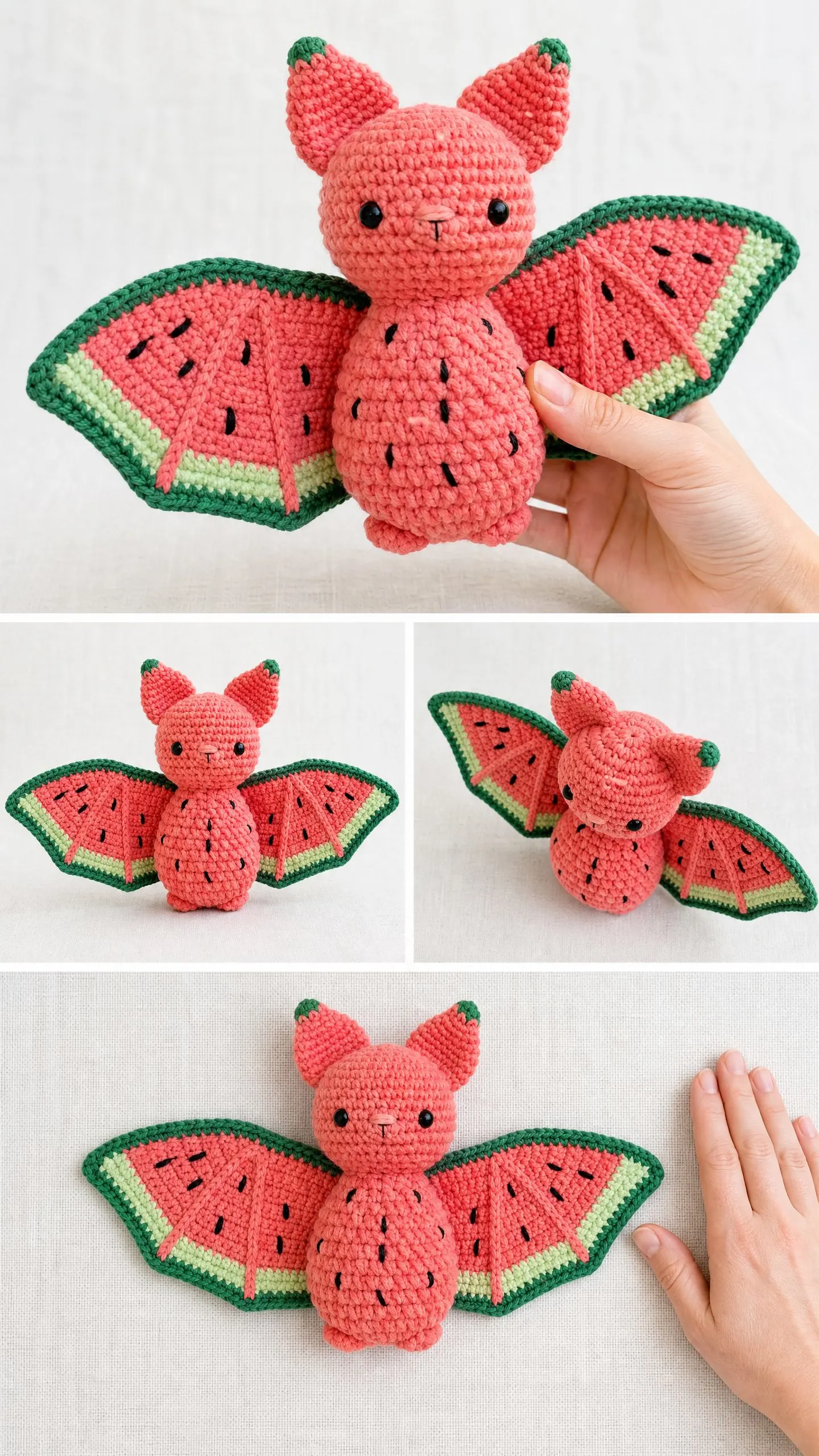 Watermelon Bat Amigurumi Free Crochet Pattern