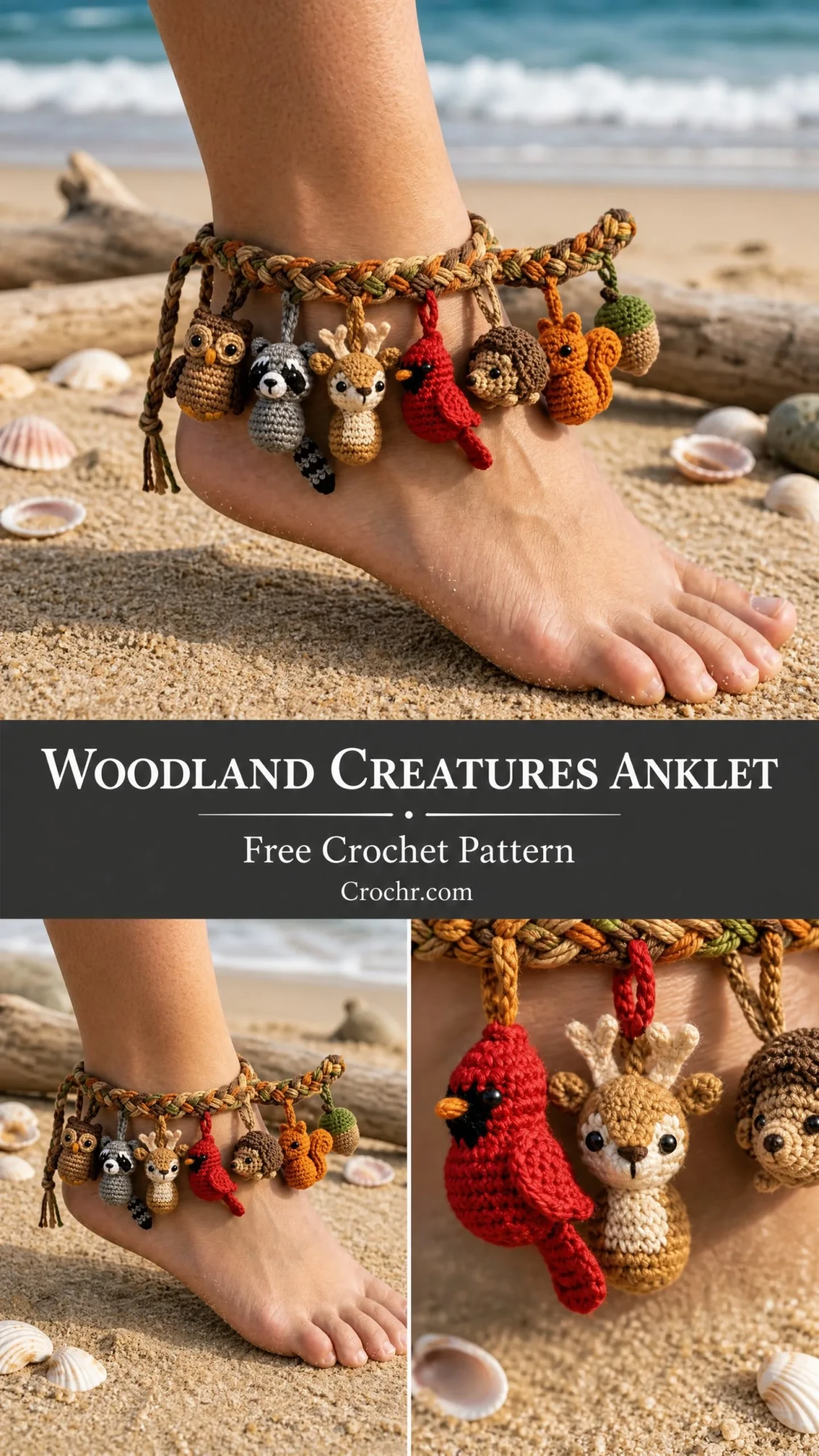 Woodland Creatures Anklet Free Crochet Pattern