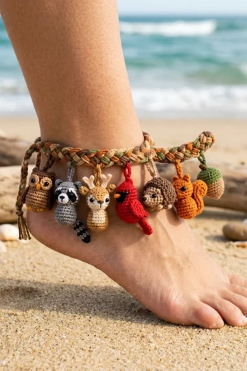 Woodland Creatures Anklet Free Crochet Pattern